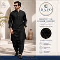 DAFO Home Midnight Black Premium Soft Cotton Unstitched Fabric for Men