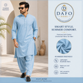 Classic Sky Blue Premium Soft Cotton Unstitched Fabric for Men