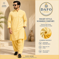 Refreshing Lemon Yellow Soft Cotton Unstitched Suiting Fabric for Men